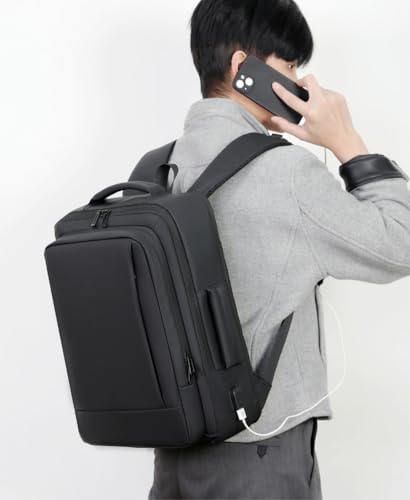 Business & Travel Laptop Backpack, Expandable Travel Backpack,With USB Charging Port, Chest strap，Water Resistant, Men Women (01#Black) - color: 01#black
