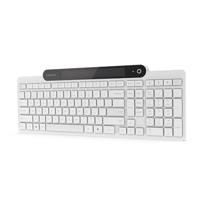 Lenovo 800 Self-Charging Bluetooth Keyboard, Uses Ambient Light for Charging, Bluetooth 5.1, Supports 3 Devices, Battery Free, Wireless, White - color: White