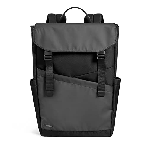 tomtoc Flap Laptop Backpack with Padded Compartment for Work, Travel, 18L | Lightweight, Water-Resistant Casual College Daypack, Slim Durable Work-pack Rucksack for 13"-16" MacBook Laptop, Essentials