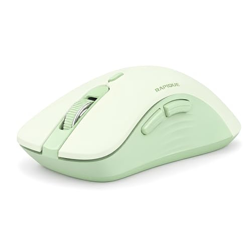 RAPIQUE Bluetooth Wireless Mouse, Dual Bluetooth & 2.4GHz, Sage Green | Right-Hand Ergonomic Grip, Quiet Clicks, Low Power, 3-device Switching, 6-button USB receiver for MacBook, Laptop, Computer - color: Sage Green