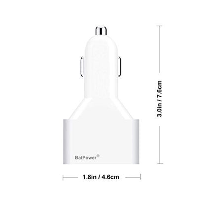BatPower CPD2 High Power Delivery 120W USB-C Laptop Car Charger Compatible with New MacBook Pro Air USB C Laptop HP Dell Razer Surface Vehicle Charger DC 12v-24v auto Power Supply with Dual USB QC - color: White