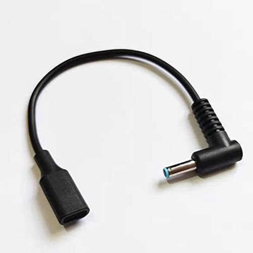 USB C Converter Charging Cable Cord for HP 19.5v 45w 65w Smart Blue Tip Laptop AC Adapter Power Supply for X360 Pavilion Envy Spectre Elitebook 840 ProBook (Female Black) - color: Female Black