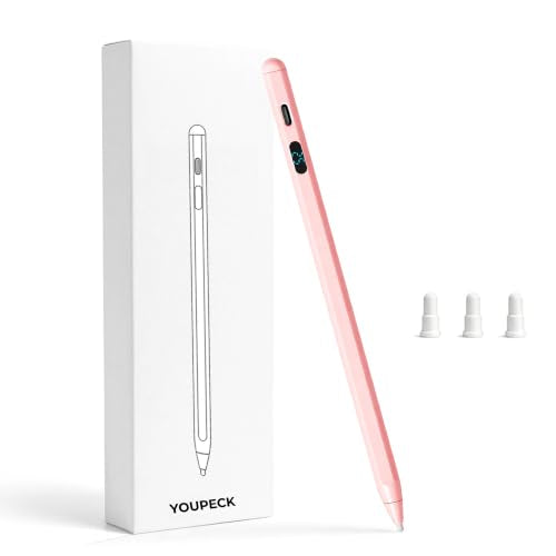 Active Stylus Pen with LED Display, 2-in-1 Dual Modes Digital Pencil for iPad iPhone Samsung Android Tablets & Switch, Palm Rejection & Tilt Sensitivity for Drawing, No Bluetooth Pairing (Pink) - color: Pink