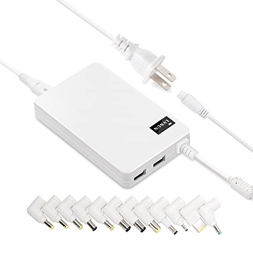 Universal Laptop Charger 90W 65W 45W with 12 Tips for HP Acer Lenove Dell Samsung Gateway Notebook Sony JBL IBM Fujitsu Ultrabook AC Power Adapter 4.9 Ft, DC 18.5V 19V 19.5V 20V- White