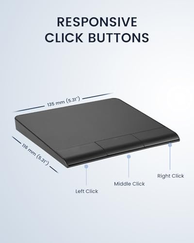 Perixx PERIPAD-706 [Firmware Updated] Wireless Slim Touchpad for Windows System - Multi-Device Bluetooth and 2.4G RF Connectivity - Rechargeable via USB-C - Large Size 5.31x4.57x0.55 Inches - Black