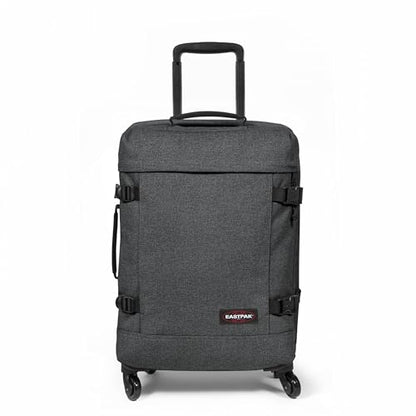 EASTPAK TRANS4 S – 44L Small Cabin Wheeled Luggage, Two Compartments, TSA Lock, 360° Spinner Wheels, and Telescopic Handle, Black Denim - color: Black Denim, size: 44 Liter Carry On