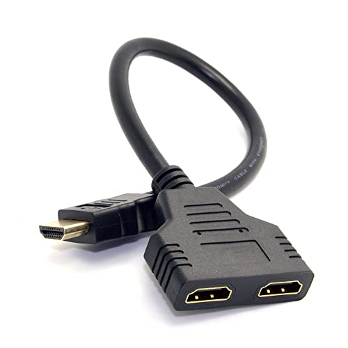 JSER HDMI Male to 2 HDMI Female 1 in 2 Out Splitter Cable Adapter Converter Single Male to Dual Female Y Switch Extension HDTV Cord - style: HDMI to HDMI+HDMI