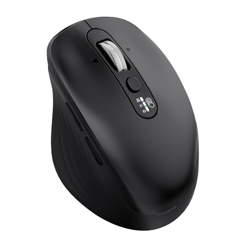 INFINMIND Wireless Bluetooth Mouse, Multi Device (BT1/BT2 + 2.4G USB) Mouse for Laptop, iPad & Mac, 4-Way Scroll with Side Buttons, Silent Click Ergonomic Offce Mouse, Adjustable DPI - color: Black