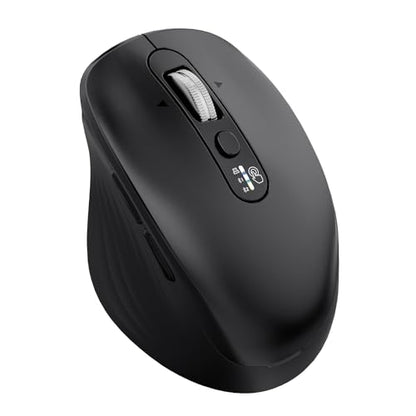 INFINMIND Wireless Bluetooth Mouse, Multi Device (BT1/BT2 + 2.4G USB) Mouse for Laptop, iPad & Mac, 4-Way Scroll with Side Buttons, Silent Click Ergonomic Offce Mouse, Adjustable DPI - color: Black