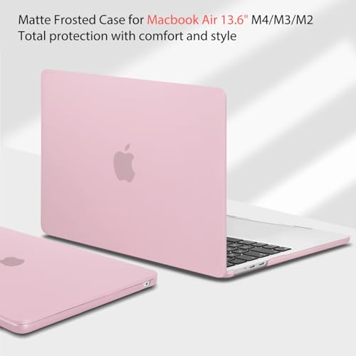 Teryeefi Compatible with M5 MacBook Air 13.6 inch M2 M3 M4 Case 2022 2023 2024 2025 2026 Model A2681/A3113/A3240/A3449, Laptop Hard Shell Case&Keyboard Cover&USB 3.0 Adapter, Frosted Chalk Pink - color: Frosted Chalk Pink