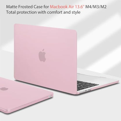 Teryeefi Compatible with M5 MacBook Air 13.6 inch M2 M3 M4 Case 2022 2023 2024 2025 2026 Model A2681/A3113/A3240/A3449, Laptop Hard Shell Case&Keyboard Cover&USB 3.0 Adapter, Frosted Chalk Pink - color: Frosted Chalk Pink