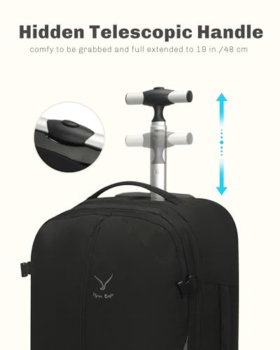 2 in 1 Travel Backpack Set Rolling Backpack with Wheels Carry on Luggage 43L with Personal Item Bag for Men Women 17 inches Laptop Backpack Jet Black - color: Jet Black