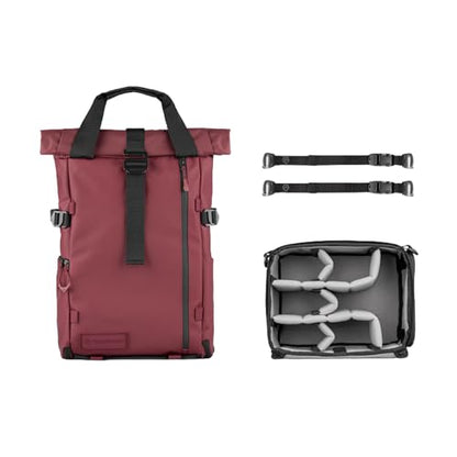 WANDRD PRVKE Rolltop 21L V4 Photography Bundle – Expandable Travel Camera Backpack with Essential Camera Cube and Laptop Sleeve - color: Rhone Burgundy, size: 21L (Photography Bundle), style: Rolltop