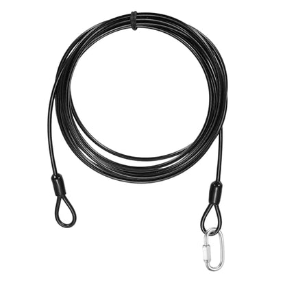 PATIKIL Security Cable Lock (1/8" Dia 9.8ft, Black) Vinyl Coated 304 Stainless Steel Double Loop Flexible Wire Rope Safety Cable with Quick Links Locking Connectors - color: Black, size: 1/8" x 9.8ft