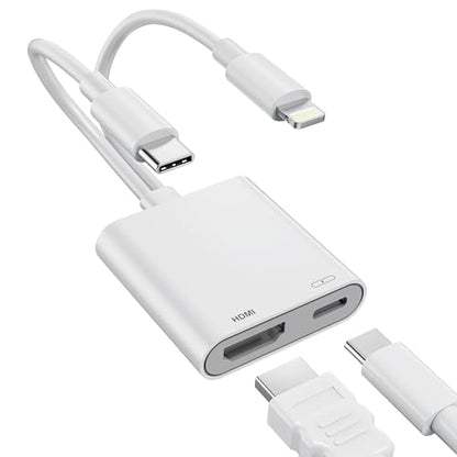 USB-C and Lightning to HDMI Adapter for iPhone to TV, 4K@60Hz MFi Certified Lightning to Digital AV Adapter with 100W Charging Port for iPhone 17/16/15/iPad/MacBook to TV/Monitor/Projector