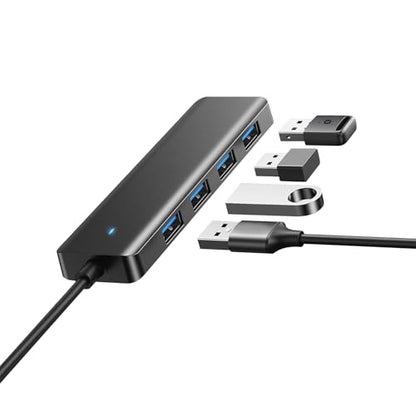 USB Hub 4 Ports, Multiple USB 3.0 Hub, USB A Splitter Ultra-Slim USB Expander for Mouse, Keyboard, Flash Drive, U Disk, Printer, Laptop PC, Desktop and More