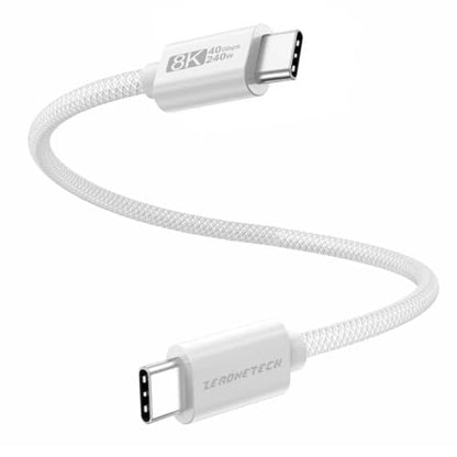 Short USB4 for Thunderbolt 4 Cable 1FT, 40Gbps USB C Data Cable Twice as Fast as USB C 3.2 Gen 2x2, 8K Video Display & 240W PD Fast Charging, Compatible with SSD, MacBook, iPhone 17/16, Docking, Hub - size: 1FT