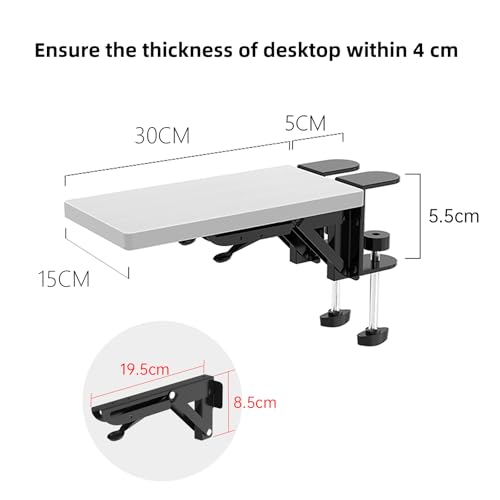 Sisyphy Ergonomics Desk Extender Tray, 11.8x5.9" Punch-Free Clamp on, Foldable Keyboard Drawer Tray, Table Mount Arm Wrist Rest Shelf, Computer Elbow Arm Support - color: White, size: 5.9*11.8"(30*15cm)