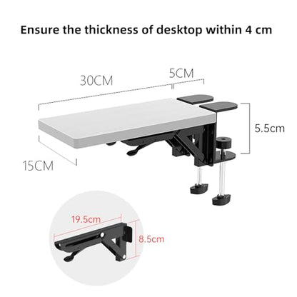 Sisyphy Ergonomics Desk Extender Tray, 11.8x5.9" Punch-Free Clamp on, Foldable Keyboard Drawer Tray, Table Mount Arm Wrist Rest Shelf, Computer Elbow Arm Support - color: White, size: 5.9*11.8"(30*15cm)