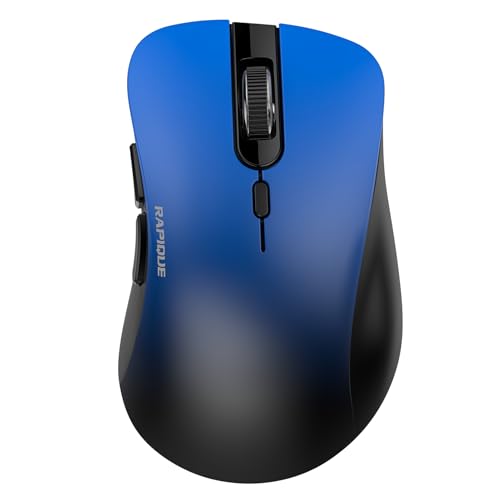 RAPIQUE Bluetooth Wireless Mouse - Dual Bluetooth & 2.4 GHz USB Receiver, Comfortable Grip, Quiet Clicks, Low Power - Multi-Device Compatibility for Laptop, MacBook, Computer, ipad(Gradient Blue) - color: Gradient Blue