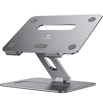 Adjustable MacBook Laptop Stand for Desk | Ergonomic Aluminum Laptop Riser with Heat-Vent, Compatible for 10-17" Laptops, Space Grey - color: BLSG-100
