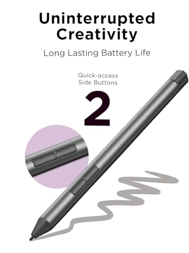 Lenovo Digital Pen 2 (Laptop) - Ultra-Tactile Response - 4,096 Levels of Pressure - Natural Feel Elastometer Pen Tip - Extended Battery Life - Silver, Grey - style: Digital Pen 2