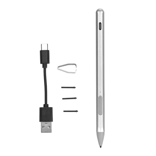 Haofy Rechargeable Laptop Stylus Pen with Multifunctional Features for Pro X,Stylus Pen for Book 2,Long Battery Life for Artists and Designers (Silver)