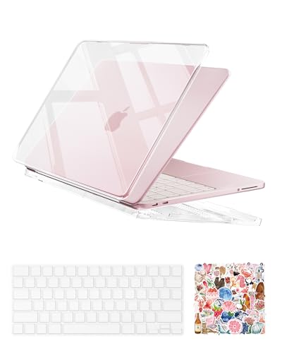 ProCase Clear Case for MacBook Neo 13 Inch 2026 Model A3404, Ultra-Thin Hard Shell Protective Laptop Cover with Keyboard Cover & 50 PCS Pink Stickers - color: Clear Case + Pink Stickers