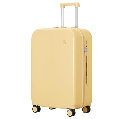 mixi Luggage Suitcase with Spinner Wheels, Hardside Rolling Suitcase PC with Cover & TSA Lock Lightweight Travel Case 24in Checked in, Lark Yellow - color: Lark Yellow, size: 24in Checked in