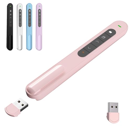 Presentation Clicker for Powerpoint Presentations, Pink, A | Long-Range Wireless Presenter Remote, Magnetic USB Receiver, PowerPoint Clicker Compatible with Windows/Android/macOS/Linux - color: Pink