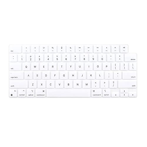 ProElife Keyboard Cover Skin for MacBook Air 13.6 inch 15 inch 2024 2023 2022 M3 M2 Chip A2681 A2941, Ultra Thin Keyboard Protector U.S Enter for 2024-2022 Air 13.6'' 15'' M3 M2 Accessory (White) | US Enter, Ultra Thin (0.26 mm), Silicone Protective Skin,