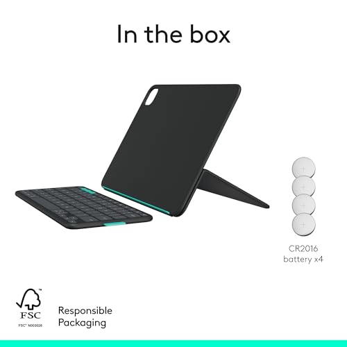 Logitech Flip Folio, Keyboard Case for iPad Pro 11-inch (M4 & M5) & iPad Air 11-inch (M2, M3 & M4)(5th Gen) - Protective & Stowable Bluetooth Keyboard Case, Multi-Device - Midnight Black