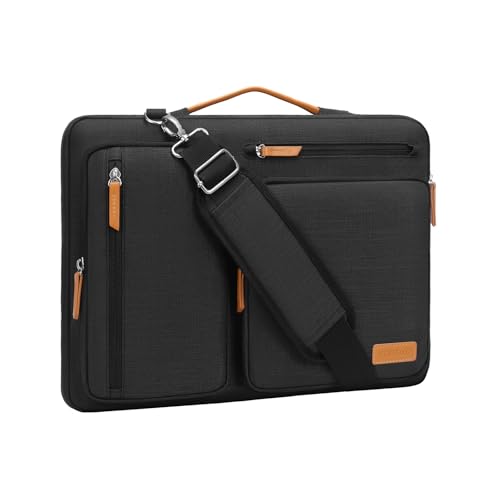 MOSISO 360 Protective Laptop Shoulder Bag, 14 inch Computer Bags | Compatible with HP Lenovo Dell ASUS Acer, HP, Dell, Lenovo,Side Open Messenger Bag with 4 Zipper Pockets&Handle, Black - color: Black, size: 14 inch