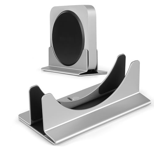 Adjustable Mac mini Stand Aluminium Vertical Laptop Holder Desk Mount - Universal Fit for Mac mini 2005-2023, Compatible with Laptop and Mini PC - Slot Width (10-52mm/0.4-2 inch) - color: Silver for Mac Mini 2005-2023