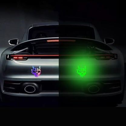 2 Pieces Fluorescent Neon Green Cross & Buddha, Skull Car Decal, Safety Religious Spiritual Stickers for SUV, Windows, Motorcycles, Skateboard Christian Night Visibility Hide Scratches (Skull B) - color: Skull B