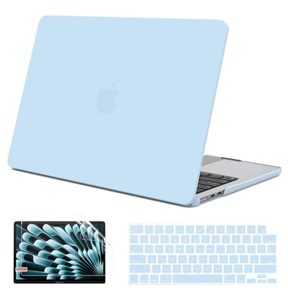 G JGOO Compatible with MacBook Air 15 inch Case 2026 2025 2024 2023 M5 A3448 M4 A3241 M3 A3114 M2 A2941, Plastic Hard Shell for 15 inch MacBook Air Case+Keyboard Cover+Screen Protector, Air Blue - color: Air Blue