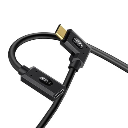Duttek Short Thunderbolt Cable 1FT/30cm, 80Gbps 240W Charging & Dual 8K Video, Short USB C Right Angle Male to Female Extension Cable for Gaming PC/Monitor/Studio