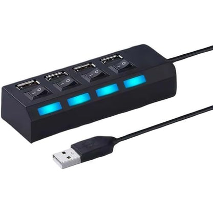 1 Pack 4 Port USB Hub 3.0,USB Hub Splitter with Individual On/Off Switches | Lights Compatible with Laptop,Flash Drive,Mobile HDD,PC - color: 4 Port