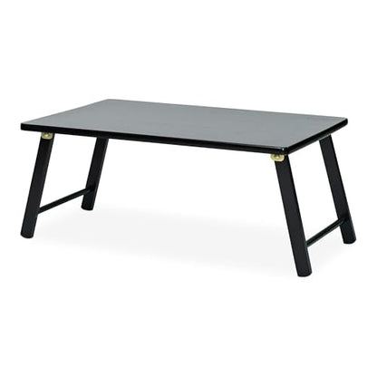 PJ Wood Folding Laptop Desk Tray - Portable Lap Desk - 24 in | Solid Wood Frame, 23.6 x 15.4 x 10.2 in, No Assembly Required, 4 lb Weight, Flat Fold Storage, Black Finish - color: Black
