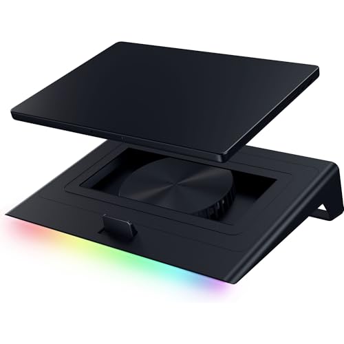 Razer Laptop Cooling Pad - Smart Cooling pad for 14‘-18’ laptops - airtight Pressure Chamber (Customizable Fan Curves, 3-Port USB-A hub, Removable Multi-Function Buttons) Black