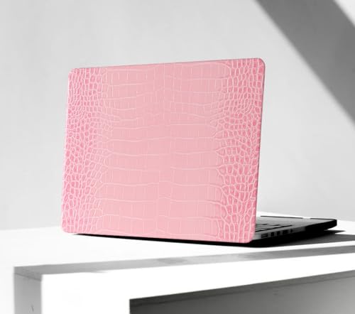 Crocodile Case for MacBook Air 13 inch 2026-2022 M5/M4/M3/M2 Logo Cutout | Model A3449 A3240 A3113 A2681, Texture Crocodile Aligator Skin Snakeskin PU Leather Hardshell & Keyboard Cover, Sakura Pink - color: ## Sakura Pink Crocodile