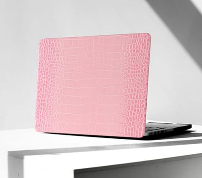 Crocodile Case for MacBook Air 13 inch 2026-2022 M5/M4/M3/M2 Logo Cutout | Model A3449 A3240 A3113 A2681, Texture Crocodile Aligator Skin Snakeskin PU Leather Hardshell & Keyboard Cover, Sakura Pink - color: ## Sakura Pink Crocodile