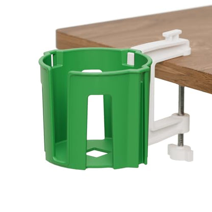 Original Large Desk Cup Holder Clamp Green | Anti-Spill Mount, Multi-Directional Drink Holder, Headphone Hanger, For Table, Desks, Office & Gaming Setup - color: Green