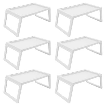 6 pcs Portable Bed Desk, 25.6x14x10.6 in Folding Lap Table Large Tray & Cutout Support Legs Foldable Laptop Desk Tray Folding Table for Reading Writing, Sofa & Floor, Black