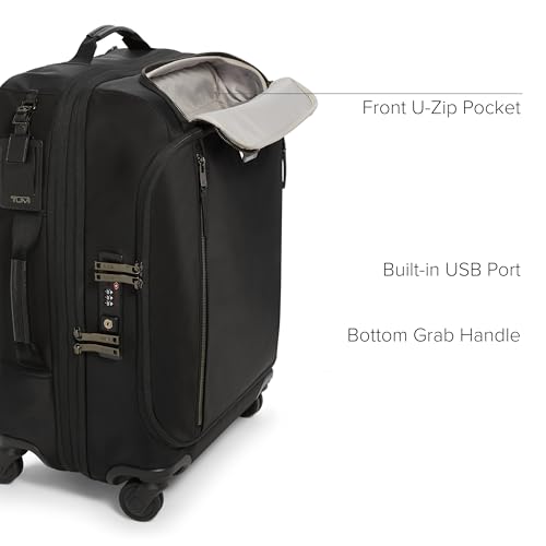 TUMI - Voyageur Leger 4 Wheeled Luggage - Women's Lightweight and Spacious, Sleek Silhouette, Durable Premium Suitcase - 21.8" Large Dual Access Expandable Carry On, Black with Gunmetal Hardware - color: BLACK/GUNMETAL, style: 21.8" Continental Expandable
