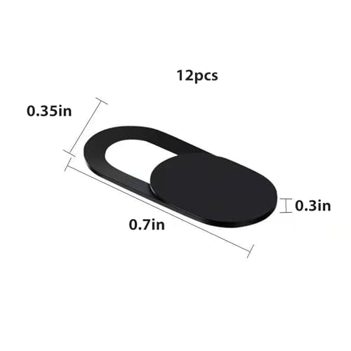 Privacy Cover Slider Stickers for Laptop Tablet Phone Front Area Adhesive Tabs for Office Study Meeting Device Use 0.7 x 0.4 Inch(black) - color: Black-12 PCS