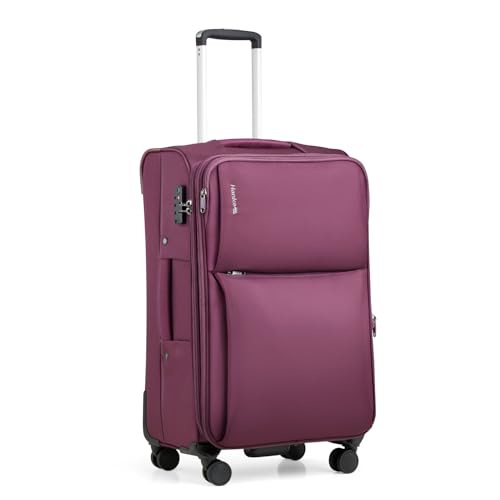 Hanke 24 Inch Luggage Expandable Softside Checked Suitcases with Spinner Wheels, Upright Rolling Luggage Suitcases Travel TSA Luggage Bag for Women Men(Purple) - color: Purple, size: 24 Inch Checked in