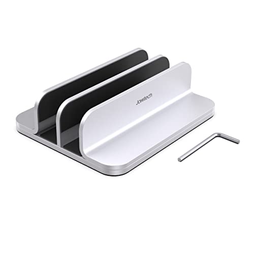 Double Aluminum Laptop Vertical Stand Organizer, Sturdy Notebook Computer Holder Stand Compatible with New Liquid Retina XDR Apple MacBook Air/Pro/Neo, Mac mini, Apple TV & iPad Pro - Silver - color: Silver