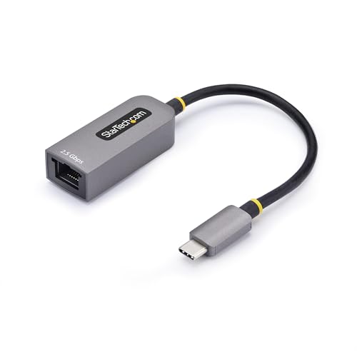 StarTech 2.5GbE USB-C to Ethernet Adapter, NBASE-T NIC, Thunderbolt | USB 3.0 Type-C 2.5/1G Multi Speed Network, Thunderbolt Compatible, Windows & Mac, iPhone compatible - color: Space Gray, size: 2.5Gbps, style: USB-C