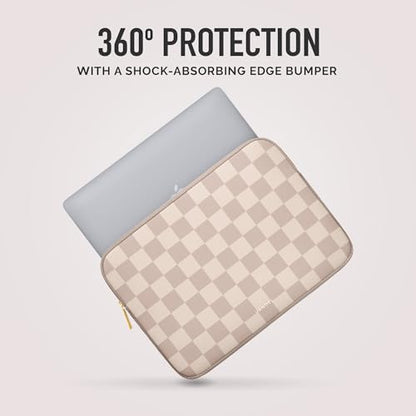 Vandel Slim MacBook Pro 16 Inch Laptop Sleeve, 15.6-16 inch Laptop Case, Protective MacBook Case Sleeve, Dell XPS 16 Cover 15.6 in, HP 15-fc, Lenovo IdeaPad 15, Mac Book Pouch, Computer Carrying Bag - color: a. Neutral Checker, size: 16 Inch